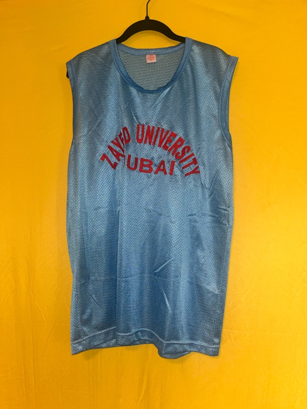 Light Blue Zayed University Mesh Jersey with Red Lettering